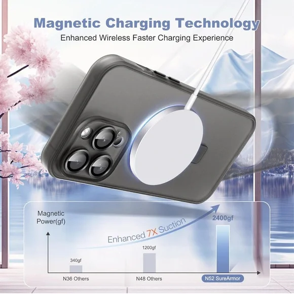 NWT iPhone 15 Pro Case with Magnetic Invisible Ring Stand Camera Lens Protection - Picture 4 of 7